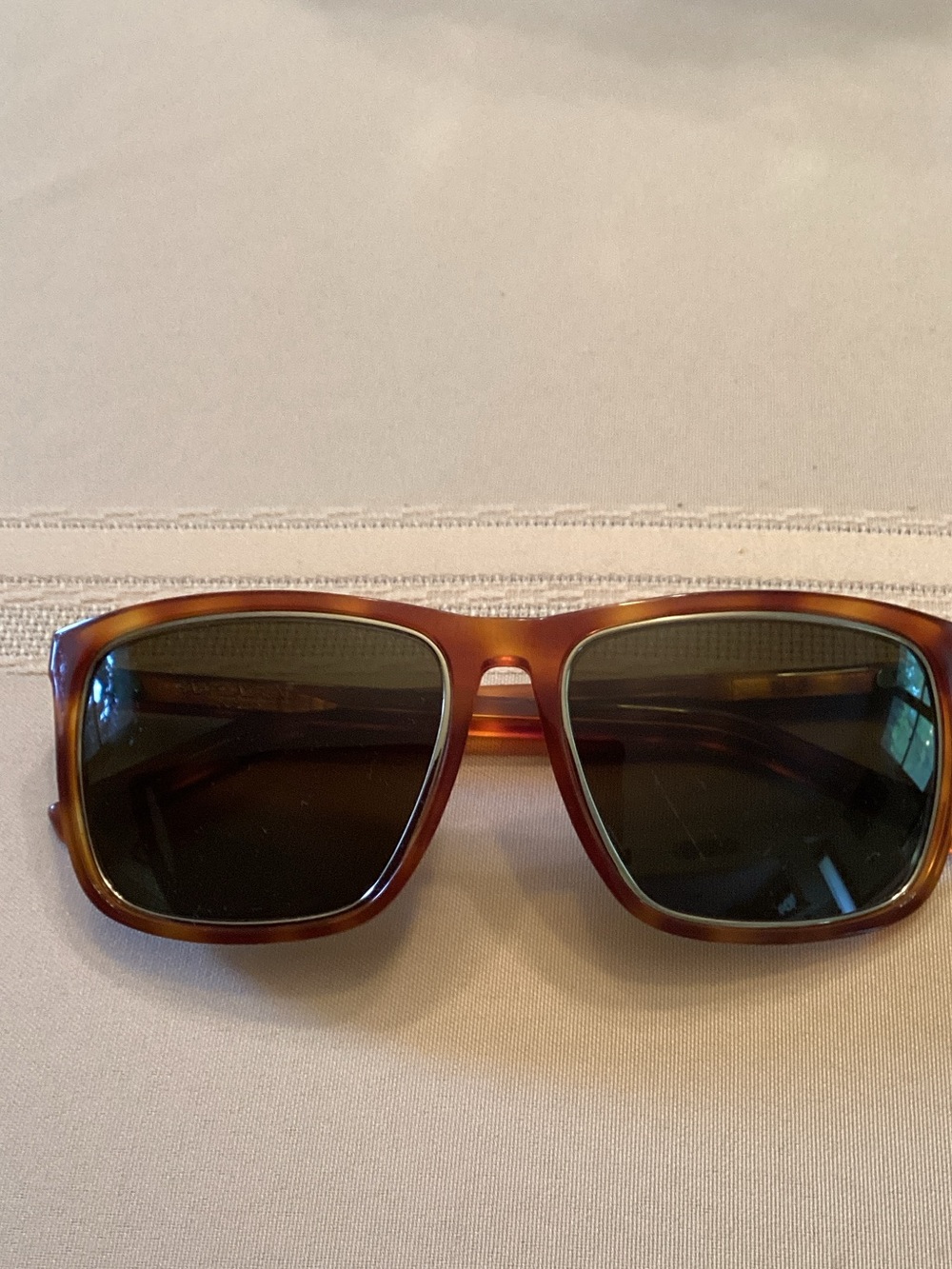 Saint Laurent Tortoiseshell Frame Sunglasses with Dark Green Lenses